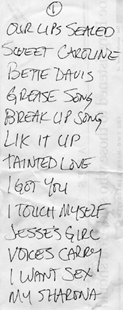 setlist from Monteforte show, Jan., '01